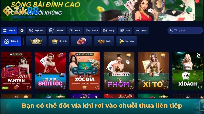 Bạn có thể đốt vía khi rơi vào chuỗi thua liên tiếp