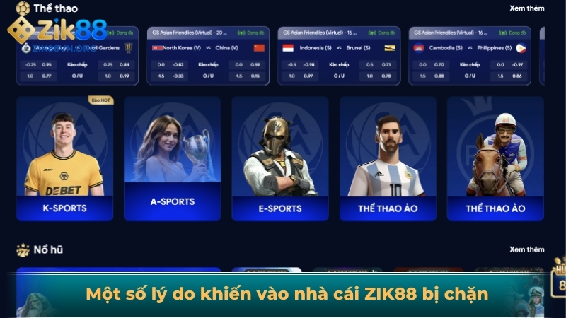 Một số các lý do khiến bạn không thể vào nhà cái ZIK88