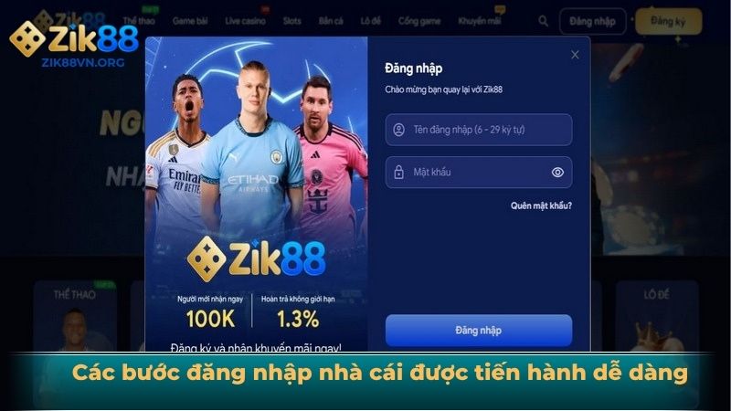 Các bước đăng nhập nhà cái được tiến hành dễ dàng