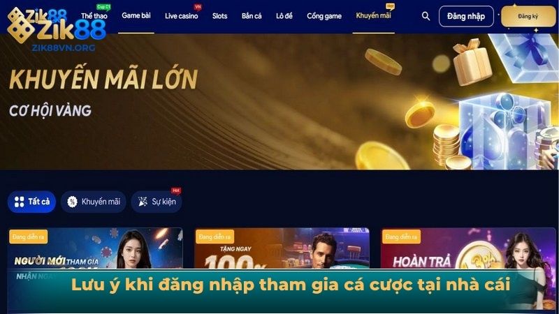 Lưu ý khi đăng nhập tham gia cá cược tại nhà cái