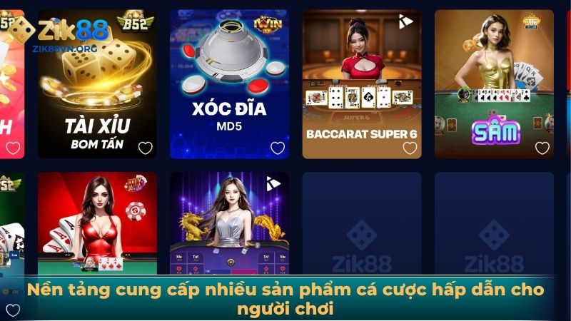 Nền tảng cung cấp nhiều sản phẩm cá cược hấp dẫn cho người chơi