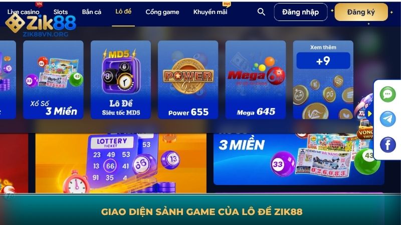 Giao diện sảnh game của lô đề ZIK88