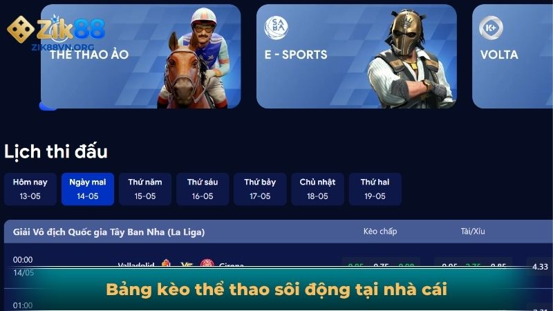 Bảng kèo thể thao sôi động tại nhà cái